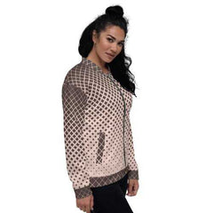 Womens Jackets, Burgundy Half-Tone Style Bomber Jacket