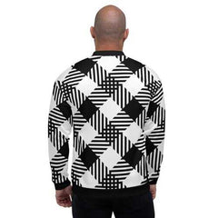 Mens Jackets, Black and White Cross-Hatch Style Bomber Jacket