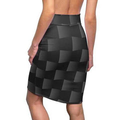 Womens Skirts, Black and Gray 3D Square Style Pencil Skirt