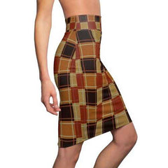 Womens Skirts, Brown Checker Board Style Pencil Skirt