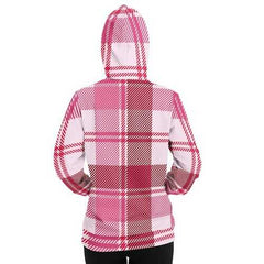 Womens Hoodies, Pink and White Plaid Style Hooded Shirt