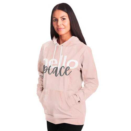 Womens Hoodies, Peach Marble Hello Peach Graphic Style Hooded Shirt