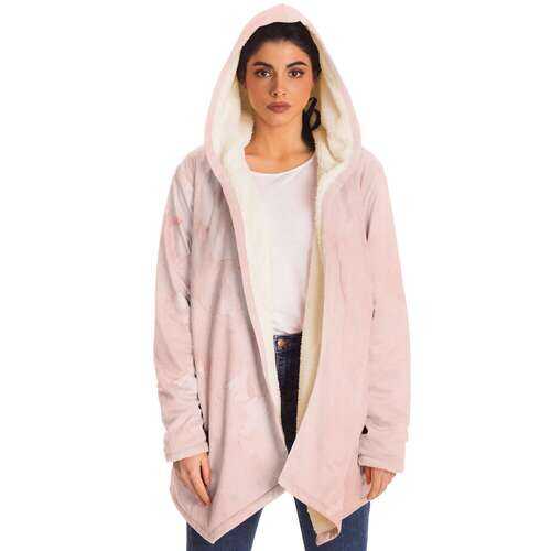 Womens Jackets, Peach Marble Graphic Style Fleece Cloak