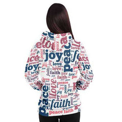 Womens Hoodies, Peace Love Faith Joy Graphic Style Hooded Shirt