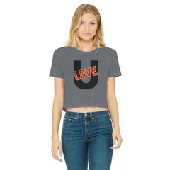 Love U Graphic Style Womens Classic Cropped Raw Edge T-Shirt