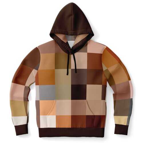 Mens Hoodies, Brown Natural Tones Graphic Style Hooded Sweatshirt (Black Drawstring)