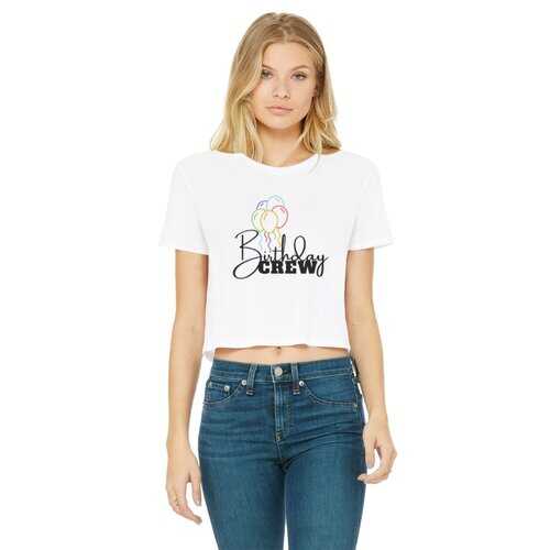 Birthday Crew Women's Classic Cropped Raw Edge T-Shirt