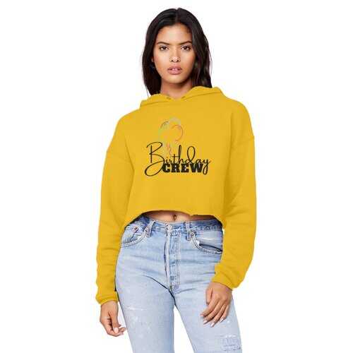 Birthday Crew Raw Edge Cropped Hooded Shirt