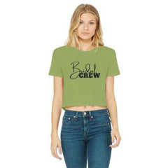 Bridal Crew Graphic Women's Classic Cropped Raw Edge T-Shirt