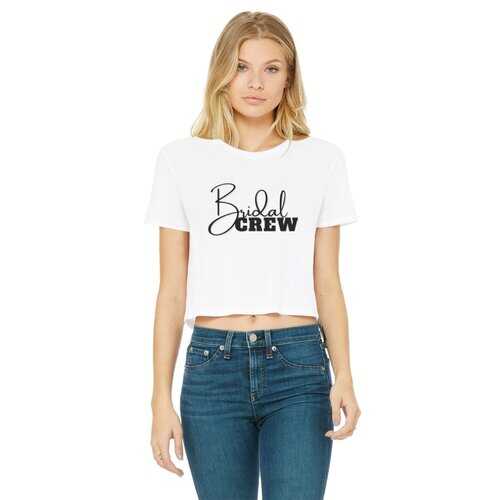 Bridal Crew Graphic Women's Classic Cropped Raw Edge T-Shirt