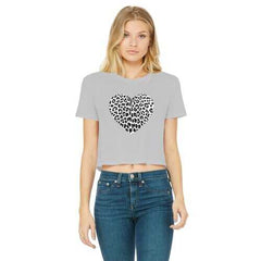 Two Tone Purple Leopard Style Women's Classic Cropped Raw Edge T-Shirt