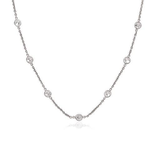 14k White Gold CZ By the Yard Long Links, size 16''