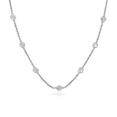 14k White Gold CZ By the Yard Long Links, size 16''