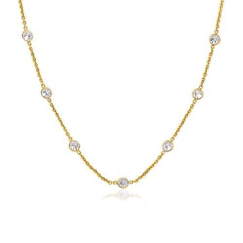 14k Yellow Gold CZ By the Yard Long Links, size 18''