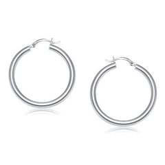 14k White Gold Polished Hoop Earrings (40 mm)