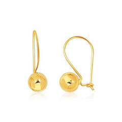 14k Yellow Gold Shiny Ball Drop Earrings