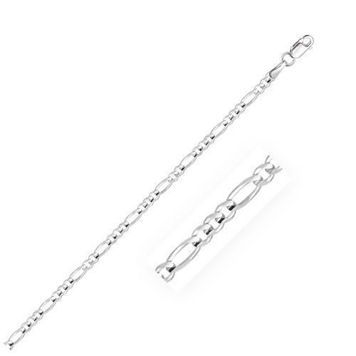 2.6mm 14k White Gold Figaro Anklet, size 10''