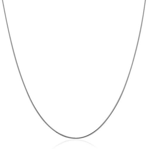 Sterling Silver Round Omega Style Chain Necklace with Rhodium Plating (1.25mm), size 18''