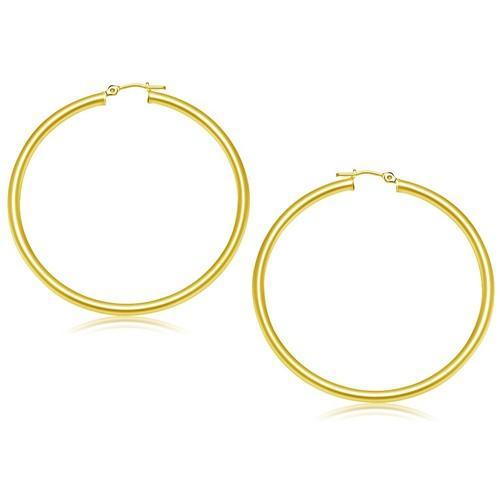 14k Yellow Gold Polished Hoop Earrings (50 mm)