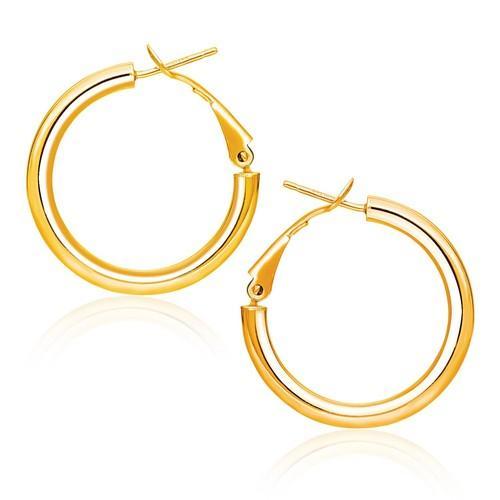 14k Yellow Gold High Polish  Hoop Earrings (0.78 inch Diameter)