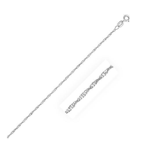 14k White Gold Singapore Anklet 1.5mm, size 10''