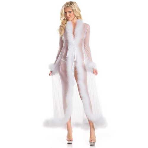 BW1650WT Marabou Robe White