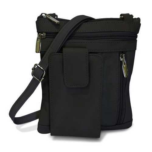 On The Go AFONiE Genuine Leather Messenger Bag-Black Color