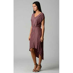 Women's Striped Hi-Low V-Neck Dress