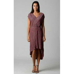 Women's Striped Hi-Low V-Neck Dress