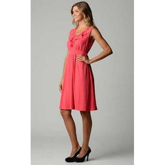 Women's Empire Waist Smocked Ruffle V-Neck Dress