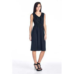 Women's Empire Waist Smocked Ruffle V-Neck Dress