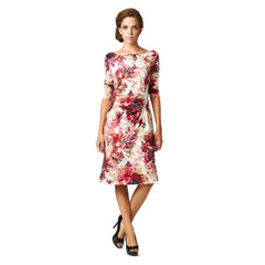 Women's 3/4 Three Quarter Sleeve Abstract Print Midi Dress