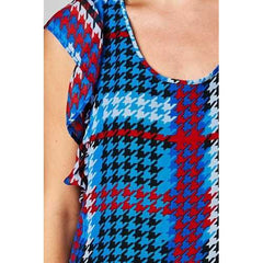 Women's Printed Chiffon Houndstooth Dress