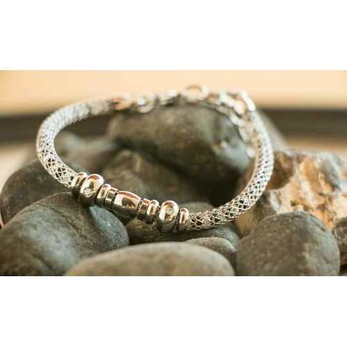 A Stainless Steel White Mesh Bracelet