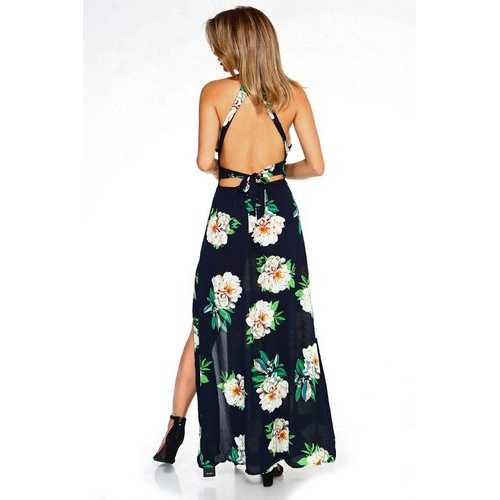 Women's Floral Sleeveless Slit Maxi Dress