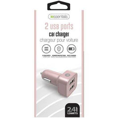 iEssentials IEN-PC22A-RGLD 2.4-Amp Dual USB Car Charger (Rose Gold)