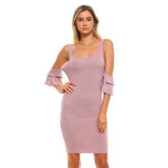 Women's Cold Shoulder Ruffle Tank Dress