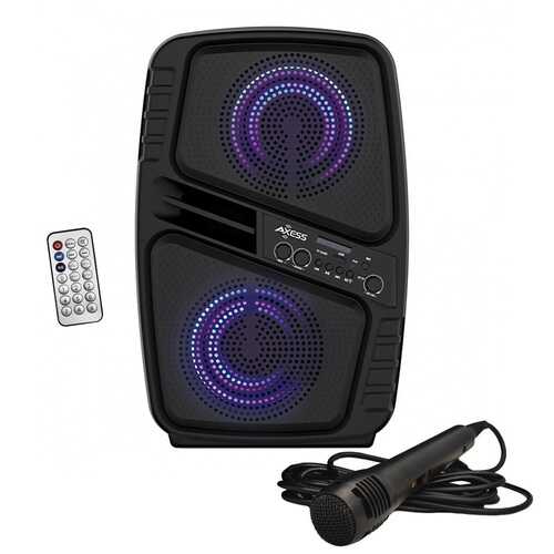 Axess Portable BT Speaker - Double 6.5" LED 260W  SpeakerTWS Link FMMic In AuxUSB