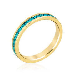 Stylish Stackables Turquoise Crystal Gold Ring