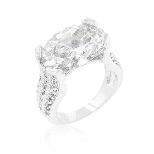 Oval Triplet Cubic Zirconia Ring