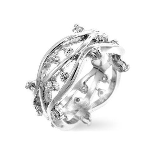 Rhodium Plated Zircon Vines Ring