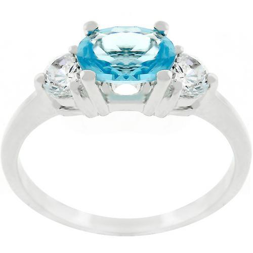 Miranna 1.2ct Blue Topaz CZ Rhodium Classic Oval Ring