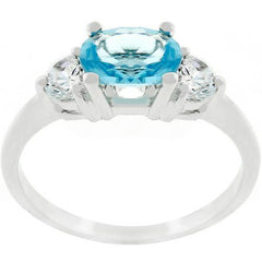 Miranna 1.2ct Blue Topaz CZ Rhodium Classic Oval Ring