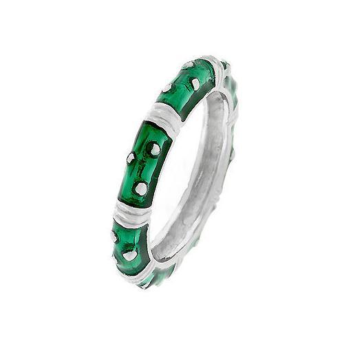 Marbled Dark Green Enamel Stacker Ring