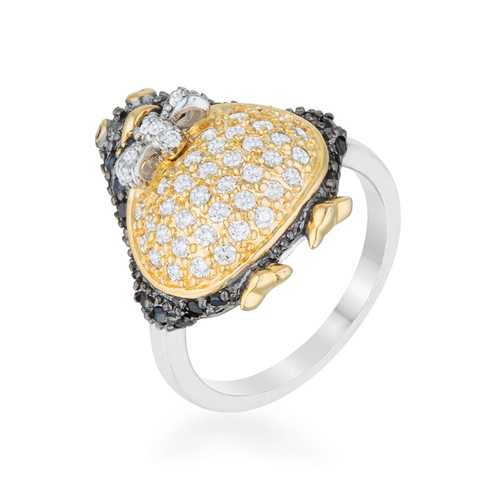 Jet Black Cubic Zirconia Penguin Ring