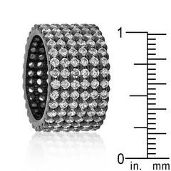 Hematite Wide Pave Cubic Zirconia Ring