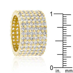 Goldtone Finishd Wide Pave Cubic Zirconia Ring