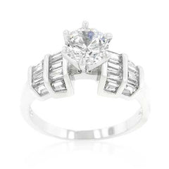 Tapered Baguette Cubic Zirconia Engagement Ring