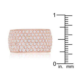 Wide Pave Cubic Zirconia Rose Gold Band Ring