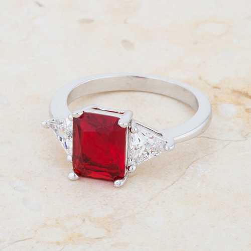 Classic Ruby Rhodium Engagement Ring